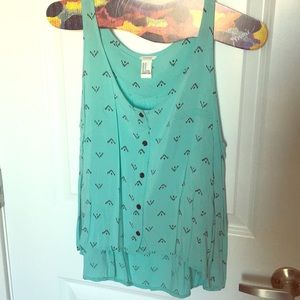 Forever 21 teal high low crop top M